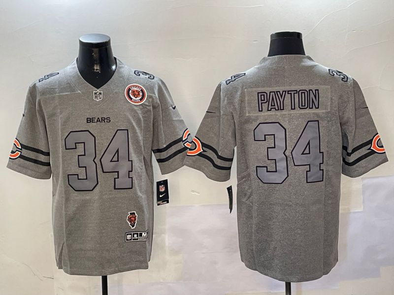 Men Chicago Bears #34 Payton Grey Throwback 2024 Nike Limited NFL Jersey style 3->chicago bears->NFL Jersey